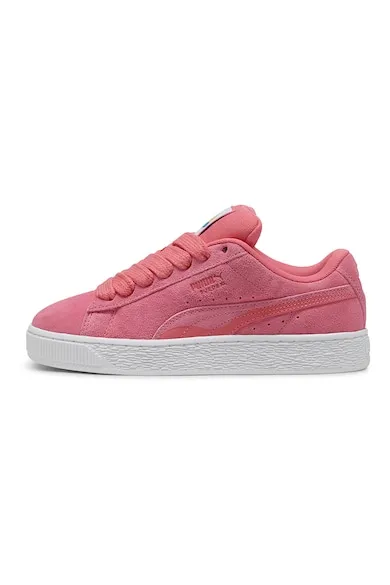Pantofi sport de piele intoarsa cu insertii de piele - Roz aprins
