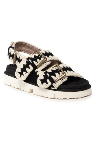 Sandale dama - SW461003A - Piele naturala - 38 EU - Alb/Negru - Alb/Negru