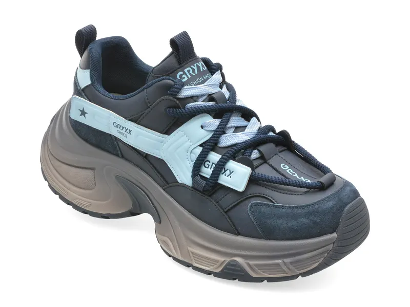 Pantofi sport bleumarin, 8908, din piele naturala