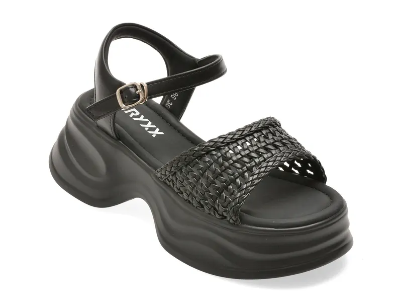 Sandale negre, 550886, din piele ecologica