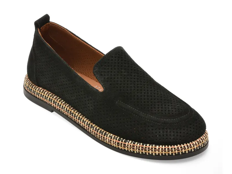 Mocasini negri, 481264, din piele intoarsa
