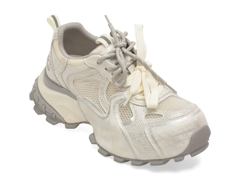 Pantofi sport albi, 5G873, din material textil