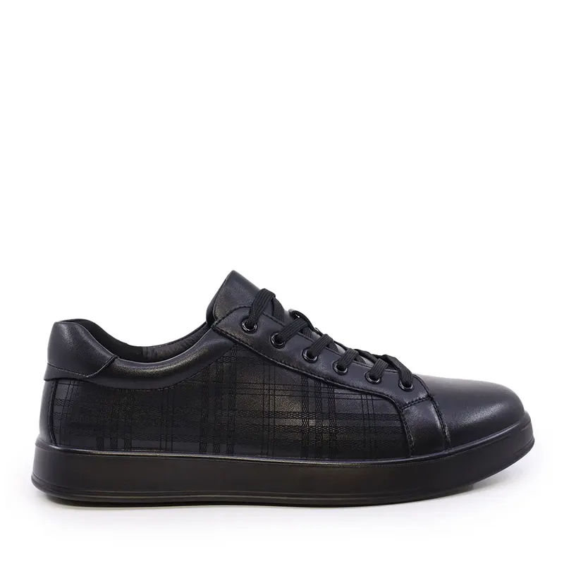 Sneakers bărbați negri din piele 2021BP7212N