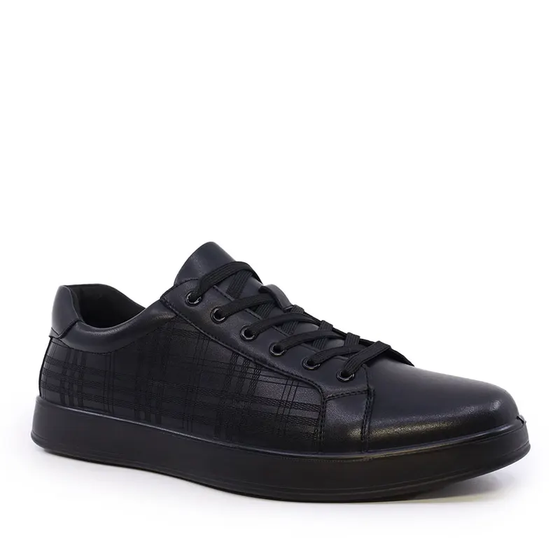Sneakers bărbați negri din piele 2021BP7212N — imaginea 2