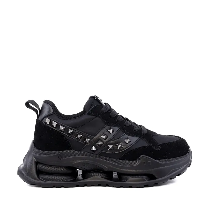 Sneakers ușori femei Luca di Gioia negri din piele și textil 3841DP297VN
