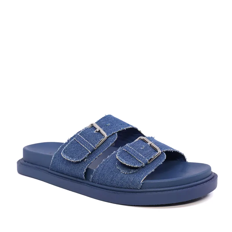 Saboți femei Solo Donna albastri din textil 2547DST9081JBL — imaginea 2