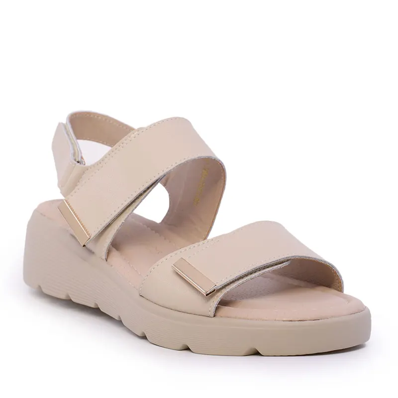 Sandale reglabile femei bej din piele 1991DS0310BE — imaginea 2