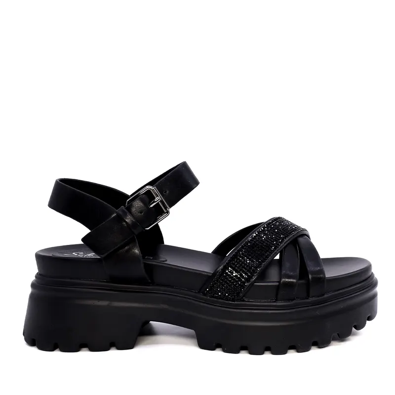 Sandale chunky femei Solo Donna negre din sintetic 2547DS8089N