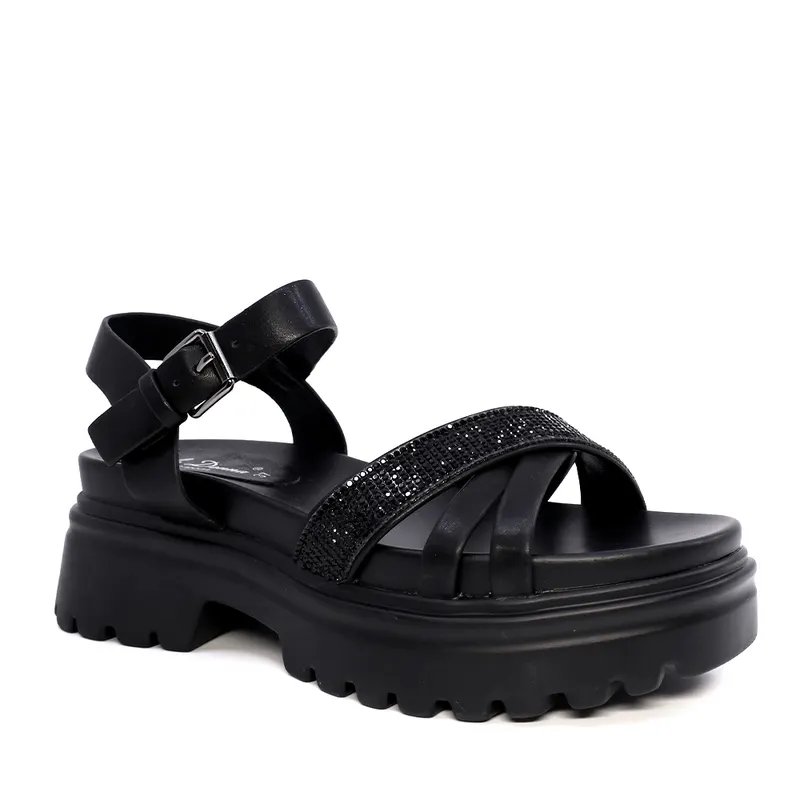 Sandale chunky femei Solo Donna negre din sintetic 2547DS8089N — imaginea 2