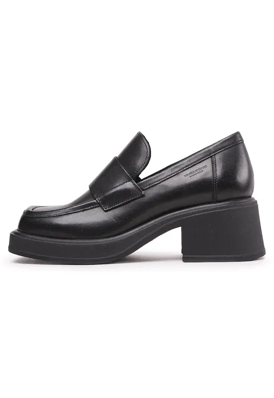 Pantofi dama - piele naturala - negru - tocul conic - varf patrat -