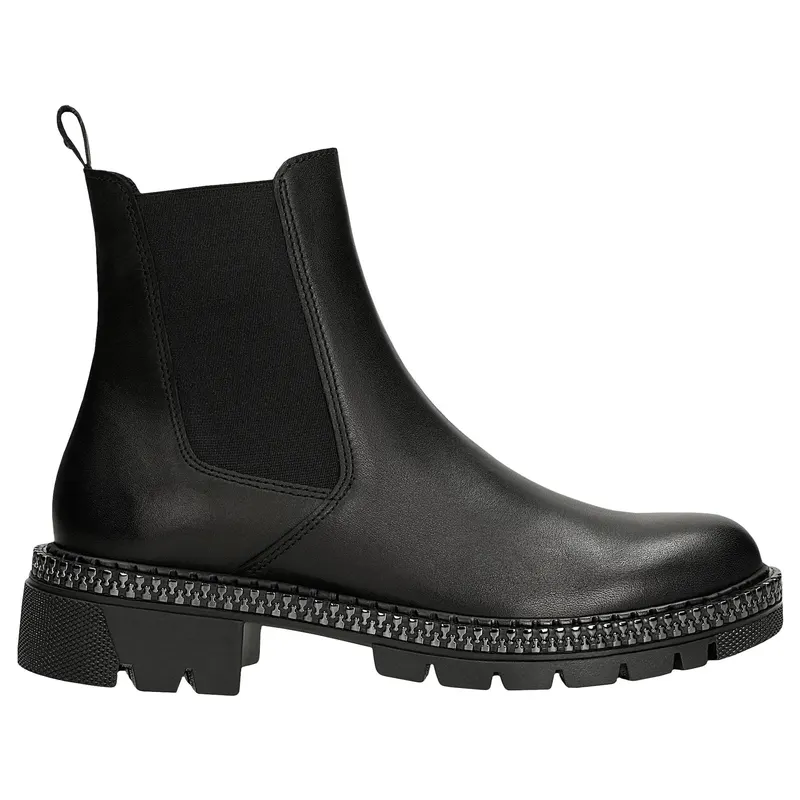 Ghete Chelsea negre din piele cu fermoar decorativ