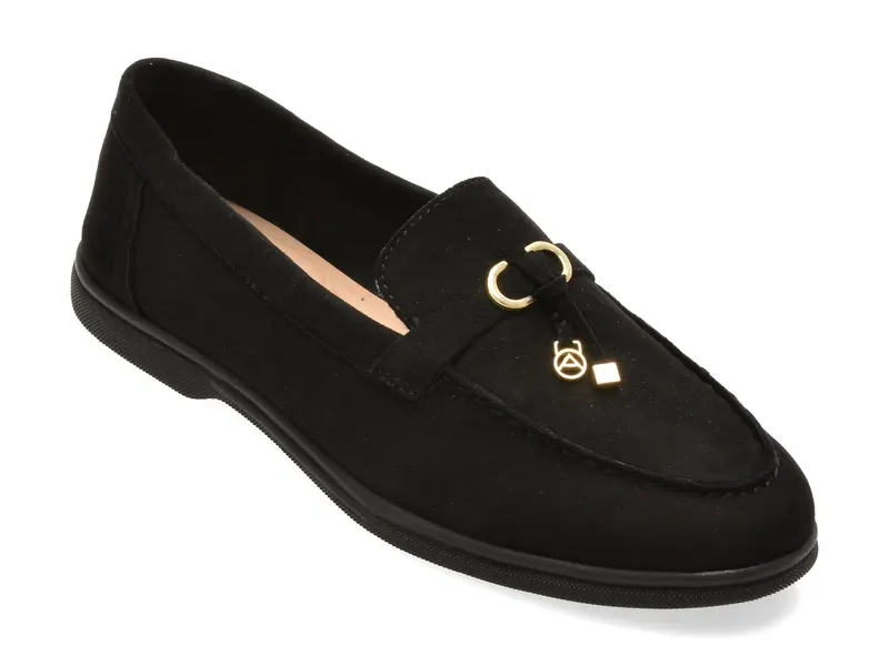 Mocasini negri, CRERAS-IN 004, din piele intoarsa