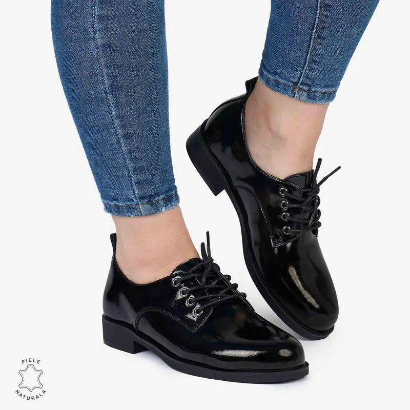 Pantofi dama CASUAL din Piele Naturala LACUITA CRL0984 NEGRU