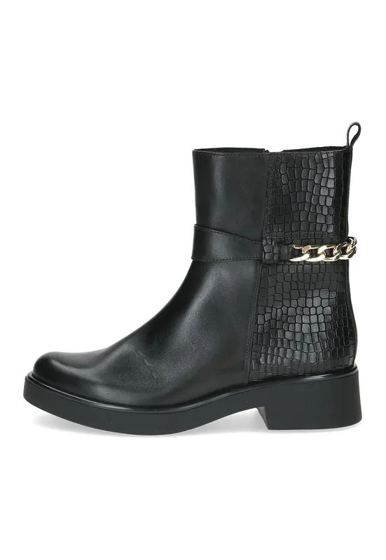 Ghete din piele cu aspect de piele de crocodil - Negru