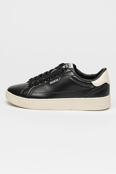 Pantofi sport de piele ecologica cu logo - Alb fildes/Negru
