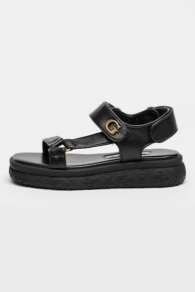 Sandale flatform cu velcro - Negru