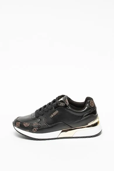 Pantofi sport cu talpa wedge si detalii cu model monograma