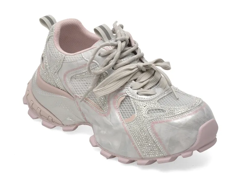 Pantofi sport argintii, 5G873, din material textil