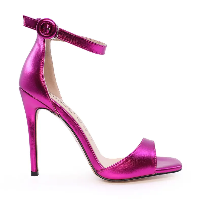 Sandale femei Enzo Bertini fuchsia cu aspect metalizat și toc înalt 1127DS2300FU