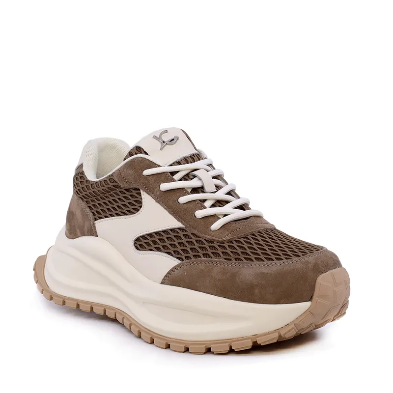 Sneakers femei Luca di Gioia taupe din velur și material textil 3841DP294VTA — imaginea 2
