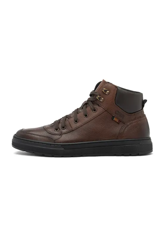 Pantofi sport inalti de piele - Maro