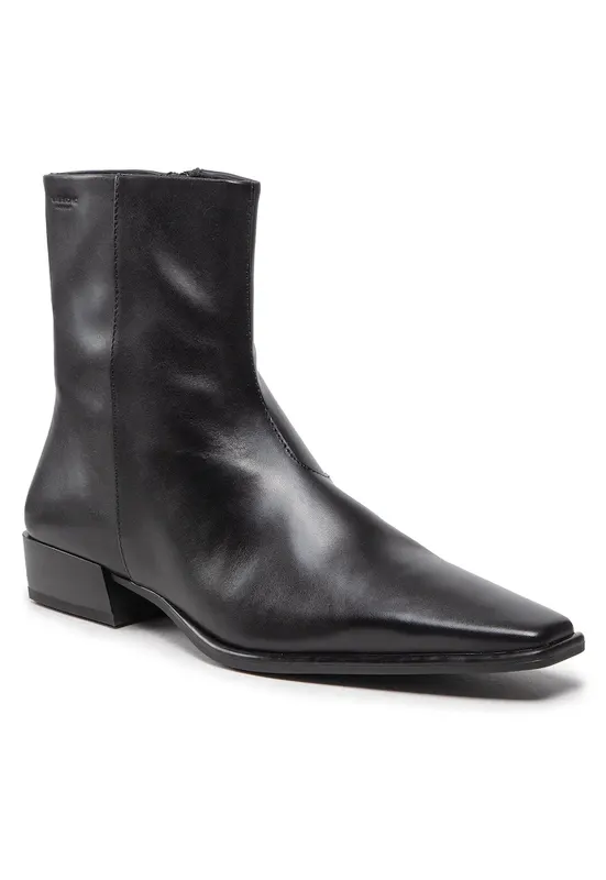 Ghete de dama pana la glezna - 301243434 - piele naturala - negru -