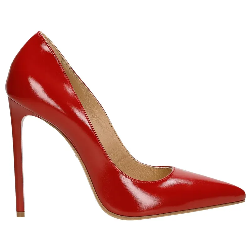 Pantofi stiletto eleganți cu toc cui culoare roșu