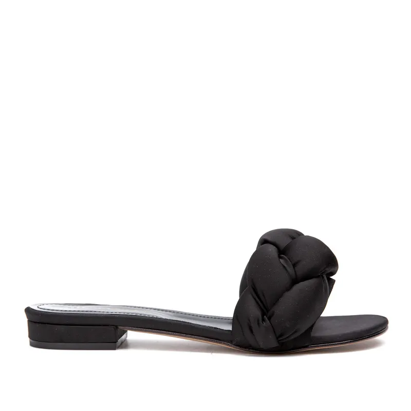 Papuci Adele Satin, Negri - 35 / 8 cm - Subtire