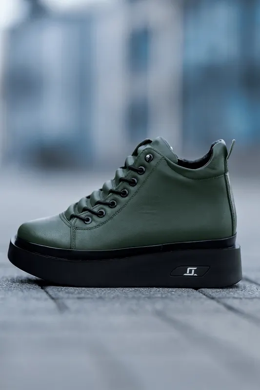 Ghete Casual Dama din Piele Verde - REA