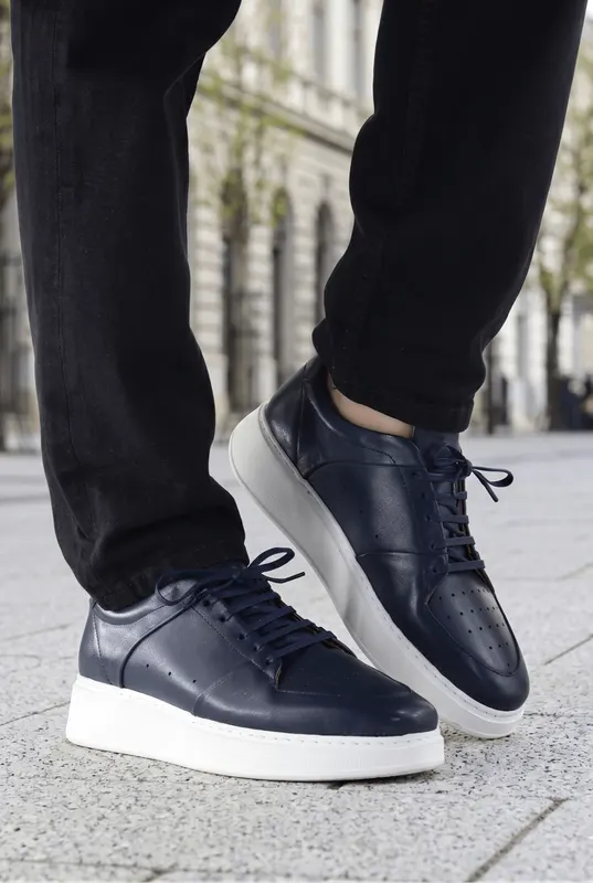 Pantofi Sport din Piele Naturala Perforati Albastri - IGI BLU