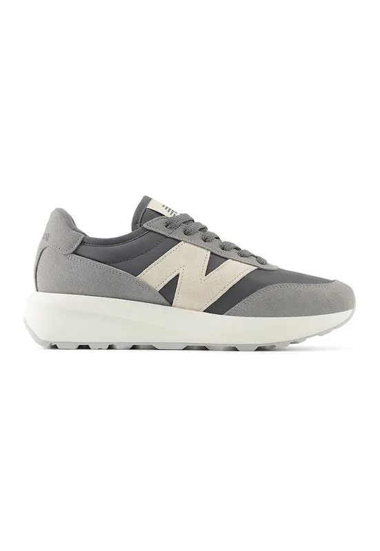 Pantofi sport 370 cu garnituri din piele intoarsa - Alb fildes/Gri carbune