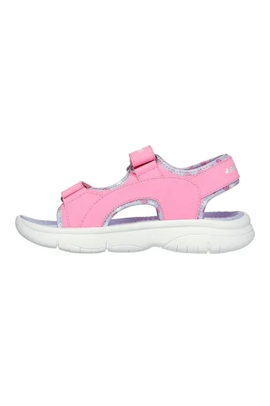 Sandale din material textil cu velcro - Roz
