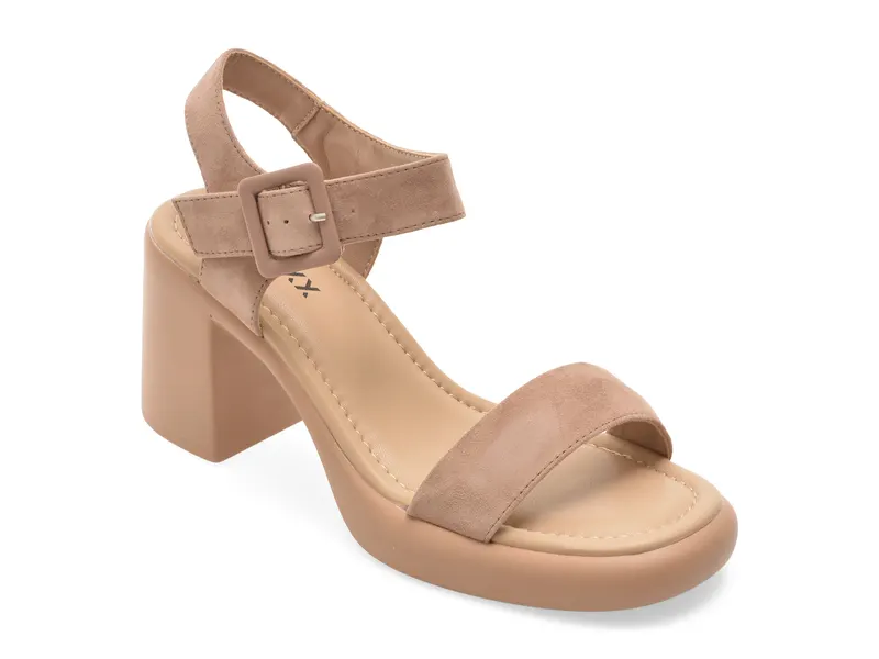 Sandale nude, JL65, din piele intoarsa