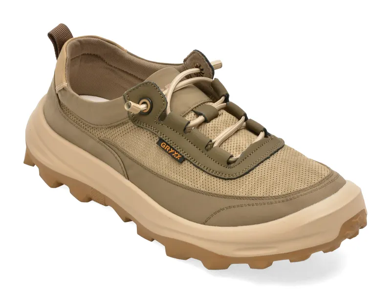 Pantofi sport kaki, 19317, din material textil