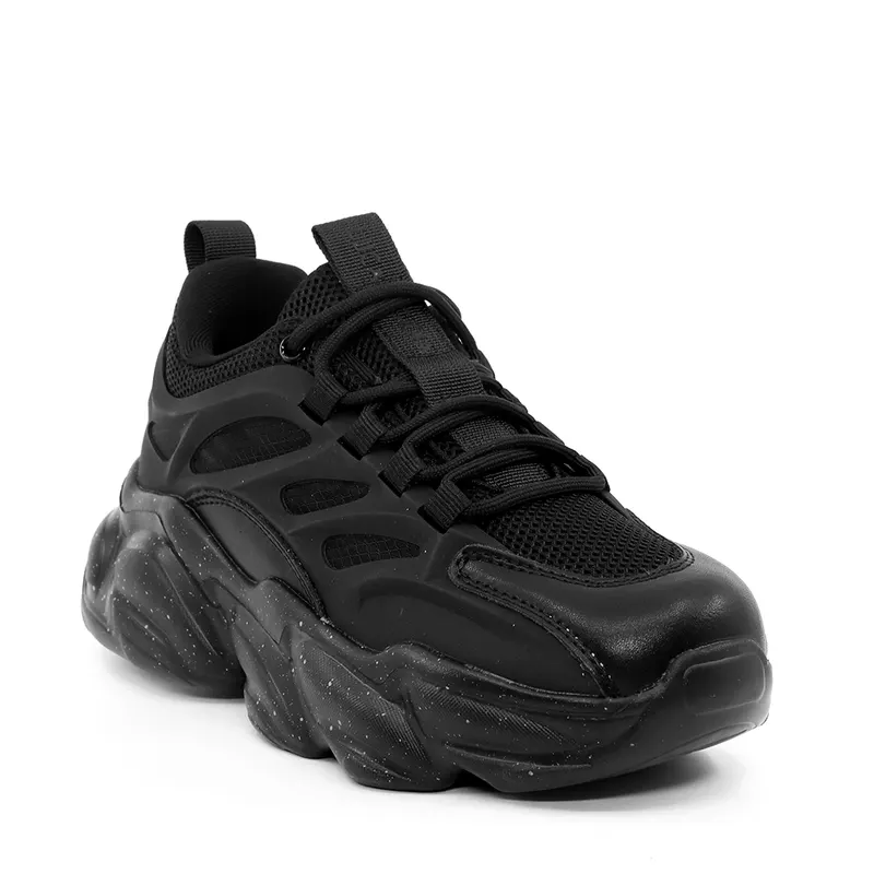 Sneakers chunky femei Luca di Gioia negri din piele și textil 1291DP1320N — imaginea 2