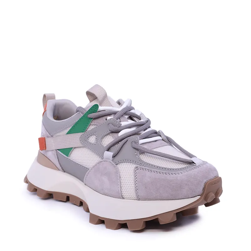 Sneakers femei multi gri din piele întoarsă și textil 1991DP0490VGR — imaginea 2