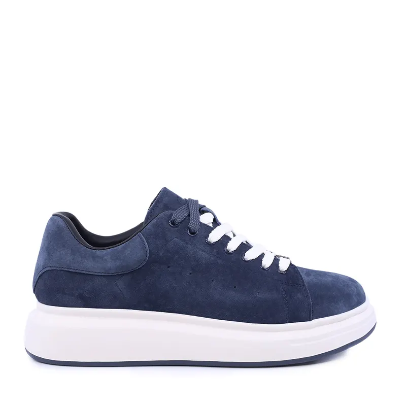 Sneakers ușori bărbați bleumarin din piele întoarsă 3851BP312VBL