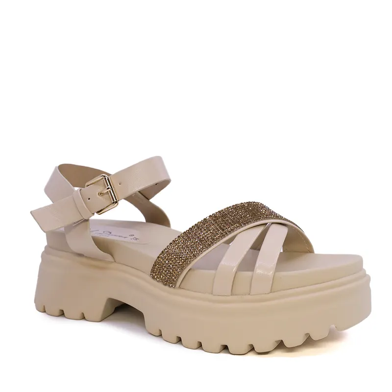 Sandale chunky femei Solo Donna bej din sintetic 2547DS8089BE — imaginea 2