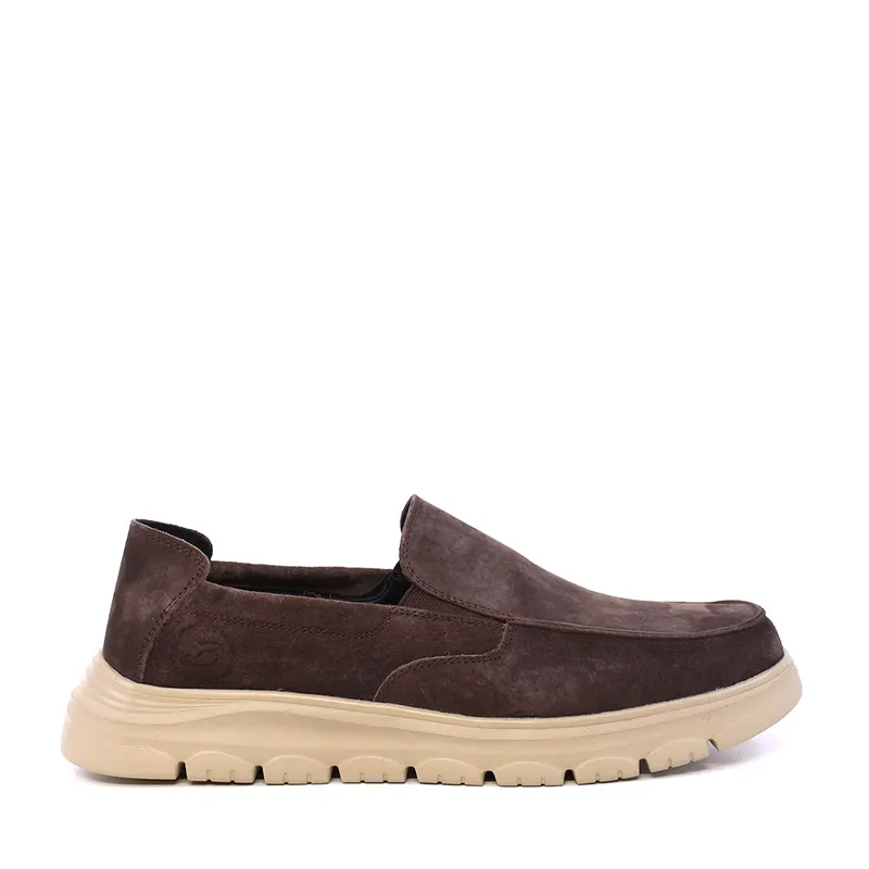Pantofi tip mocasin bărbați maro din piele întoarsă 3851BM809VM