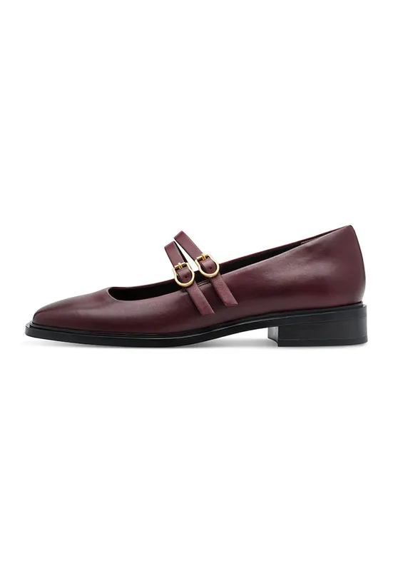 Pantofi Mary Jane din piele cu varf patrat - Maro cognac