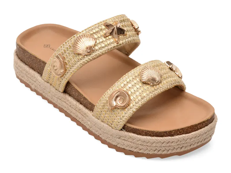 Papuci CALL IT SPRING bej, JANNY 109, din material textil