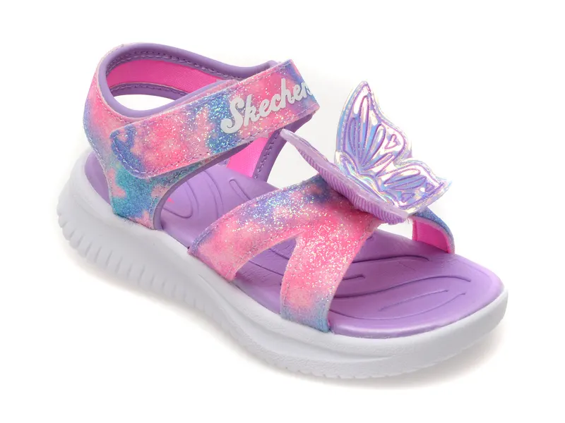 Sandale SKECHERS mov, JUMPSTERS, din piele ecologica