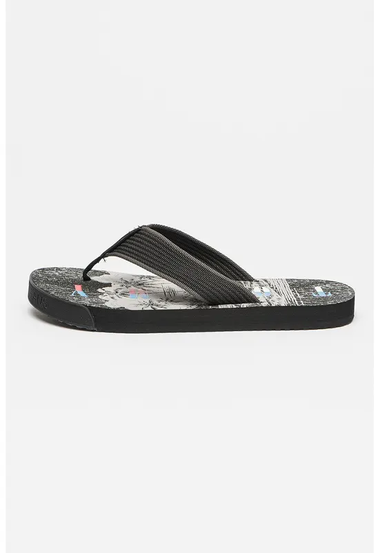 Papuci flip-flop din material textil Elevated - Negru/Gri inchis