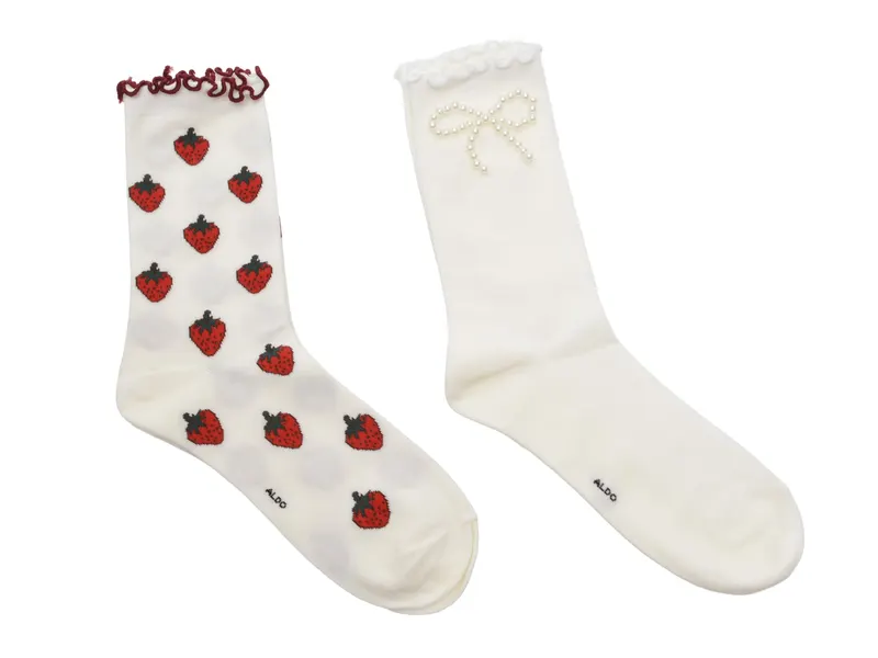 Sosete albe, STRAWBABY 600, din material textil