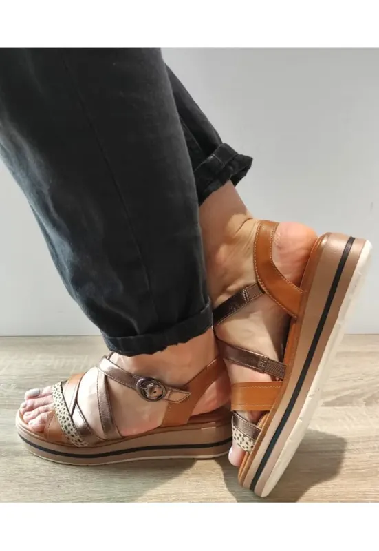 Sandale Casual Dama Jana 28267-44 Maro Cu Metalic - 674645 - Maro