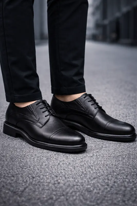 Pantofi Premium din Piele Negri - ZYRE BLACK
