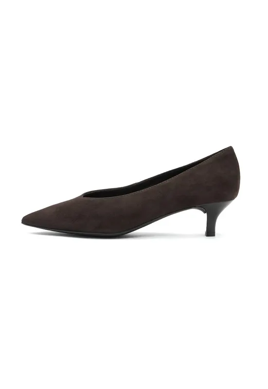 Pantofi din piele cu toc si varf ascutit Sarah - Maro inchis