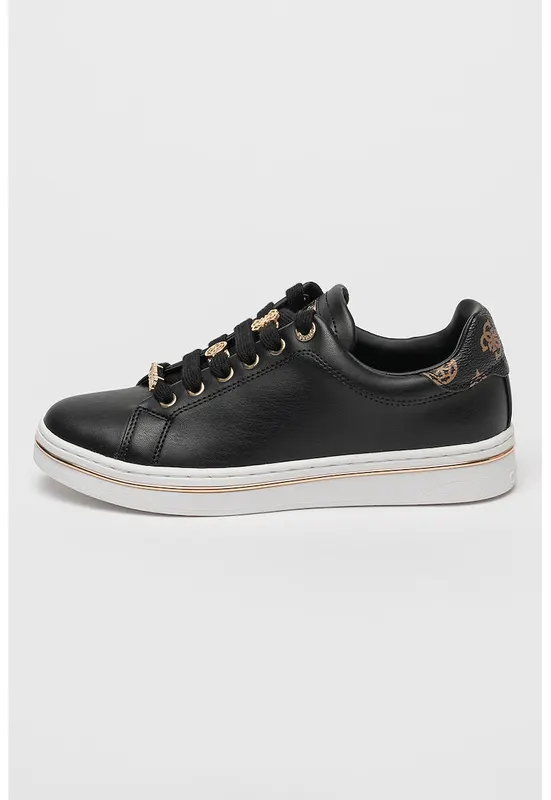 Pantofi sport din piele ecologica cu model logo - Negru