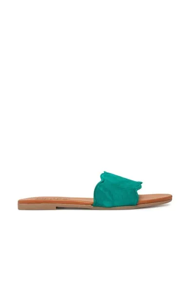 Slapi dama - 17156838 - Piele naturala - Verde - Verde