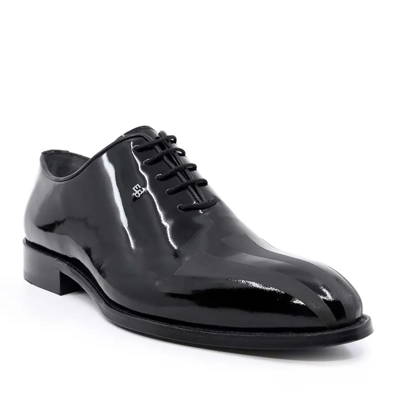 Pantofi oxford bărbați Enzo Bertini Premium Collection negri din piele lăcuită 3389BP1470LN — imaginea 2
